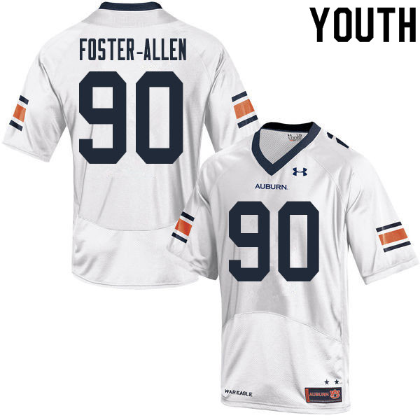 Auburn Tigers Youth Daniel Foster-Allen #90 White Under Armour Stitched College 2020 NCAA Authentic Football Jersey GKE1074WK